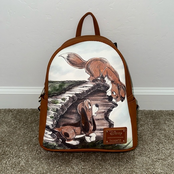 Loungefly Handbags - Loungefly Brown & White Fox and the Hound Crossbody Mini Backpack